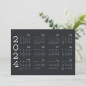 2024 Volljähriger Kalender Schwarz-Weiß-Minimalist Programm (Stehend Vorderseite)