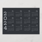 2024 Volljähriger Kalender Schwarz-Weiß-Minimalist Programm (Vorderseite)