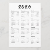 2024 Volljähriger Kalender Schwarz-Weiß-Minimalist Programm (Vorderseite)