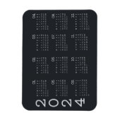 2024 Volljähriger Kalender Schwarz-Weiß-Stil Magnet (Vertikal)