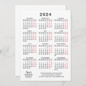 2024 Volljähriger Kalender Weißer Schwarzer Roter  Programm (Vorne/Hinten)