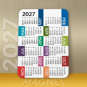 2024 Volljahrsansicht Kalender - lustig und farben Magnet