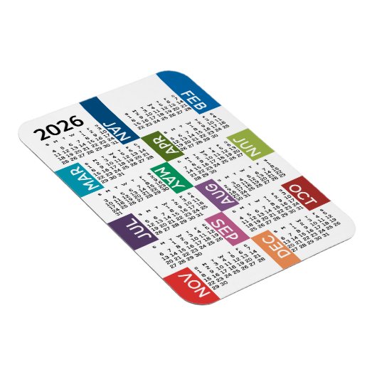 2024 Volljahrsansicht Kalender - lustig und farben Magnet (Rechte Seite)