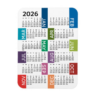 2024 Volljahrsansicht Kalender - lustig und farben Magnet