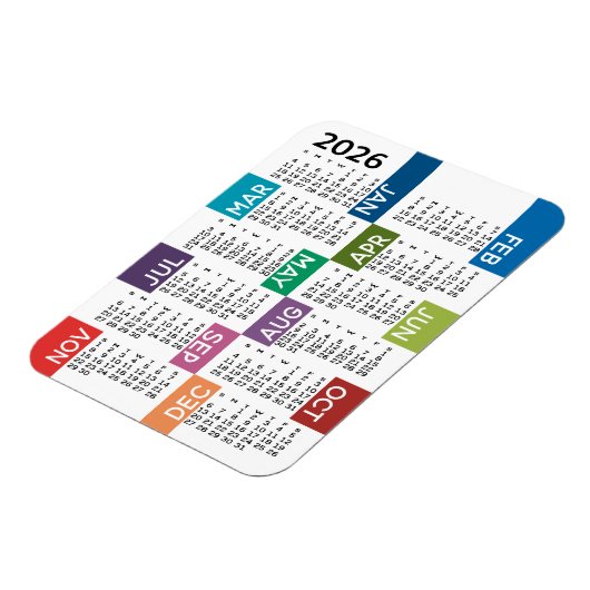 2024 Volljahrsansicht Kalender - lustig und farben Magnet (Linke Seite)