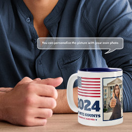 2024 Wahl American Flag Blue Foto Zweifarbige Tasse