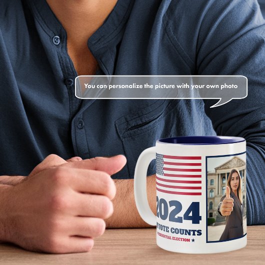 2024 Wahl American Flag Blue Foto Zweifarbige Tasse