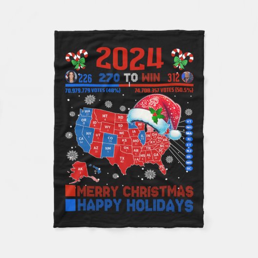 2024 Wahlplan frohe Weihnachten Trump Landslide Fleecedecke (Vorderseite)