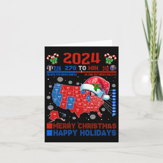 2024 Wahlplan frohe Weihnachten Trump Landslide Karte (Vorderseite)