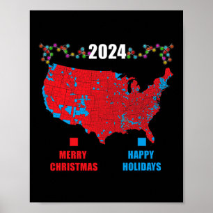 2024 Wahlplan frohe Weihnachten Trump Landslide Poster