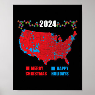 2024 Wahlplan frohe Weihnachten Trump Landslide Poster