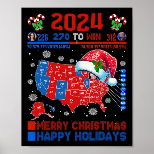 2024 Wahlplan frohe Weihnachten Trump Landslide Poster (Vorne)