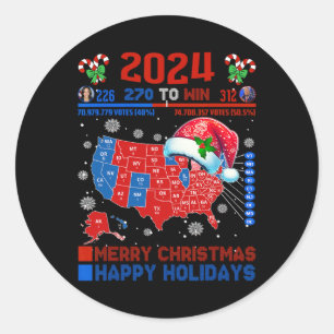 2024 Wahlplan frohe Weihnachten Trump Landslide Runder Aufkleber