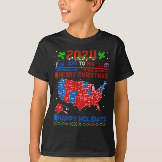 2024 Wahlplan frohe Weihnachten Trump Landslide T-Shirt (Vorderseite)