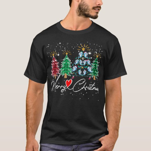 2024 Weihnachtsbaumhai 2 Frohe Weihnachten T-Shirt (Vorderseite)