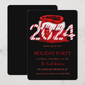 2024 Weihnachtsmann, Schneeflocken elegant chic Einladung (Vorne/Hinten)