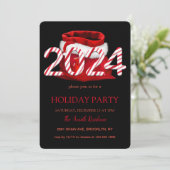 2024 Weihnachtsmann, Schneeflocken elegant chic Einladung (Stehend Vorderseite)