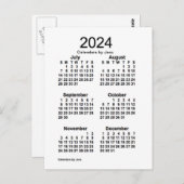 2024 Weißer 6-monatiger Mini-Kalender von Janz Postkarte (Vorne/Hinten)