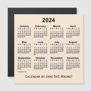 2024 Weißer Kalender der Antike von Janz 5x5 Magne Magnetkarte