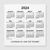 2024 Weißer Kalender von Janz 5x5 Magnet (Vorderseite)