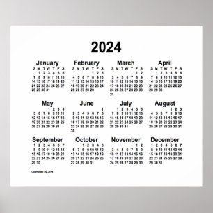 2024 Weißer Kalender von Janz Print Poster