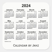 2024 Weißkalender von Janz Square Sticker (Vorderseite)