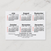 2024 White 52 Week Calendar by Janz Business Cards Visitenkarte (Rückseite)