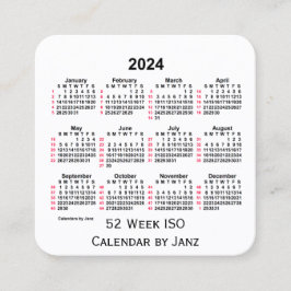 2024 White 52 Week ISO Calendar by Janz Quadratische Visitenkarte
