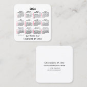 2024 White 52 Week ISO Calendar by Janz Quadratische Visitenkarte (Vorne/Hinten)