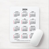 2024 White 52 Weeks ISO Calendar by Janz Mouse Pad Mousepad (Mit Mouse)