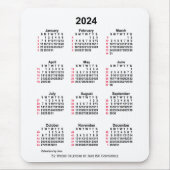 2024 White 52 Weeks ISO Calendar by Janz Mouse Pad Mousepad (Vorne)
