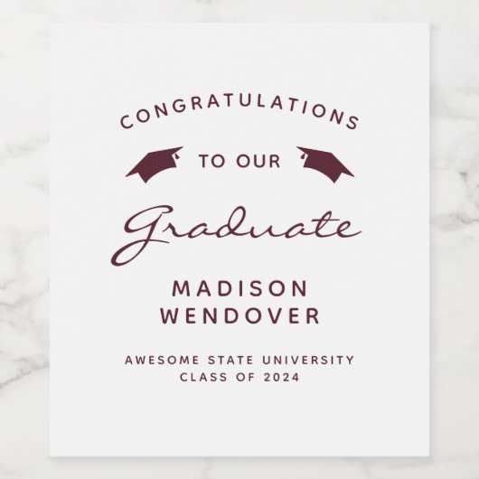 2024 White Burgundy Script Cap Abschluss Weinetikett (Einzelnes Label)