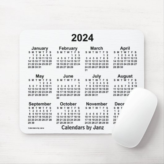 2024 White Calendar by Janz Mouse Pad Mousepad (Mit Mouse)