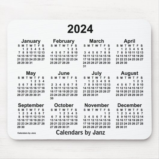 2024 White Calendar by Janz Mouse Pad Mousepad (Vorne)