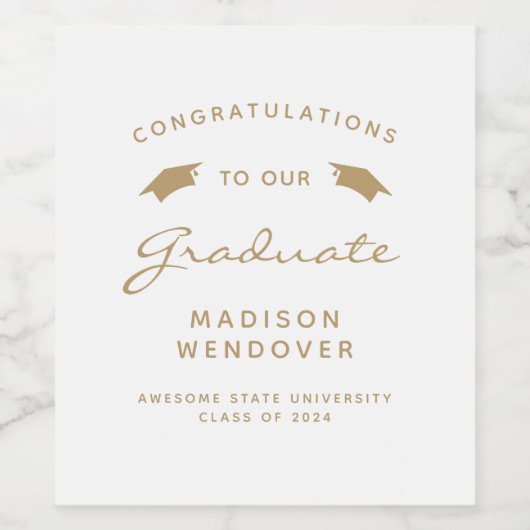 2024 White Gold Script Cap Abschluss Weinetikett (Einzelnes Label)