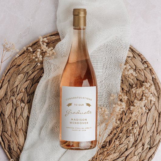 2024 White Gold Script Cap Abschluss Weinetikett
