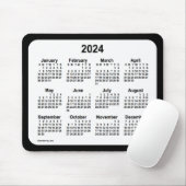 2024 White on Black Calendar by Janz Two Tone Mousepad (Mit Mouse)