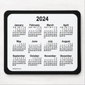 2024 White on Black Calendar by Janz Two Tone Mousepad (Vorne)