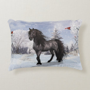 2024 Winterurlaub Friesian Horse anpassbar Dekokissen
