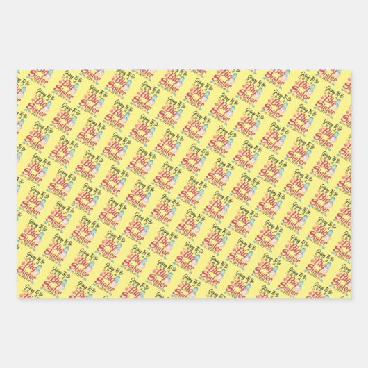 2024 wird eine große Schwester - Dinosaurier Geschenkpapier Set (Vorderseite 3)