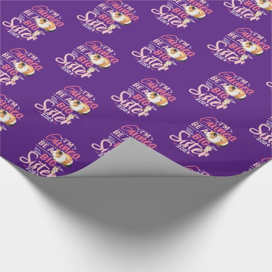 2024 wird eine große Schwester - Guinea Pig Pun Geschenkpapier (Ecke)