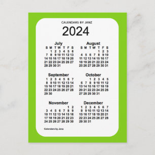 2024 Yellow Green 6 Month Mini Calendar von Janz Postkarte