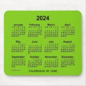 2024 Yellow Green Calendar von Janz Mouse Pad Mousepad (Vorne)