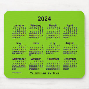 2024 Yellow Green Calendar von Janz Mouse Pad Mousepad