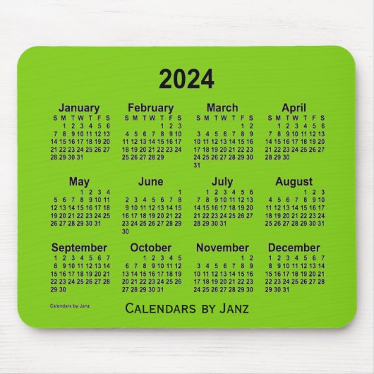 2024 Yellow Green Calendar von Janz Mouse Pad Mousepad (Vorne)