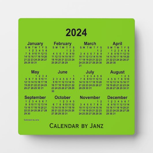 2024 Yellow Green Desk Calendar von Janz Fotoplatte (Vorderseite)