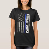 2024 Zurück The Blue Thin Blue Line Police America T-Shirt (Vorderseite)