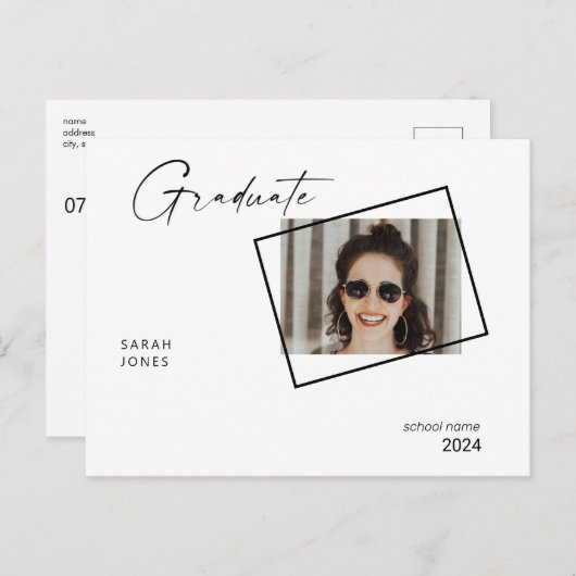 2024 zwei Fotocollage Graduation Party Postkarte (Vorne/Hinten)