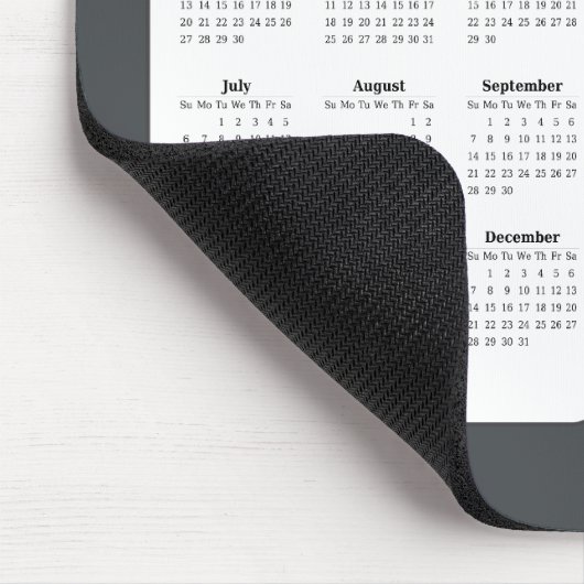 2025 - 2026 Basic Black and White Calendar Mousepad (Ecke)