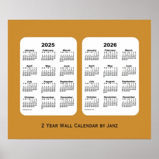 2025-2026 Gold 2 Year Wall Calendar by Janz Poster (Vorne)